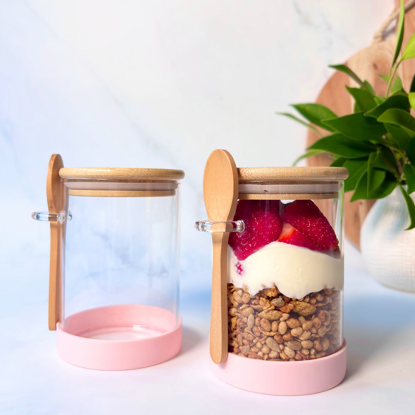 Meal Prep Glass Jar 2-Piece Set | Pink | 600ml