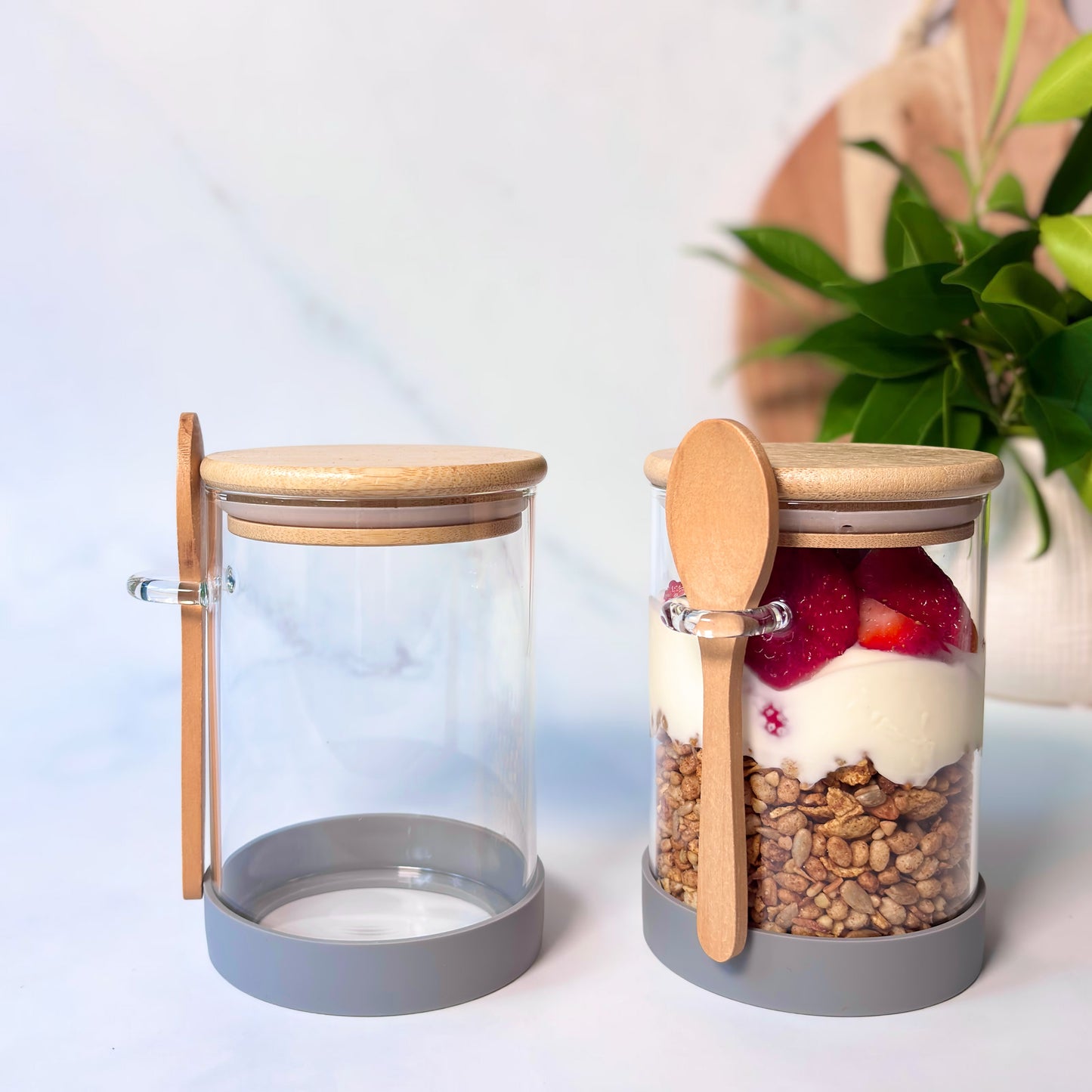 Meal Prep Glass Jar 2-Piece Set | Light Grey | 600ml
