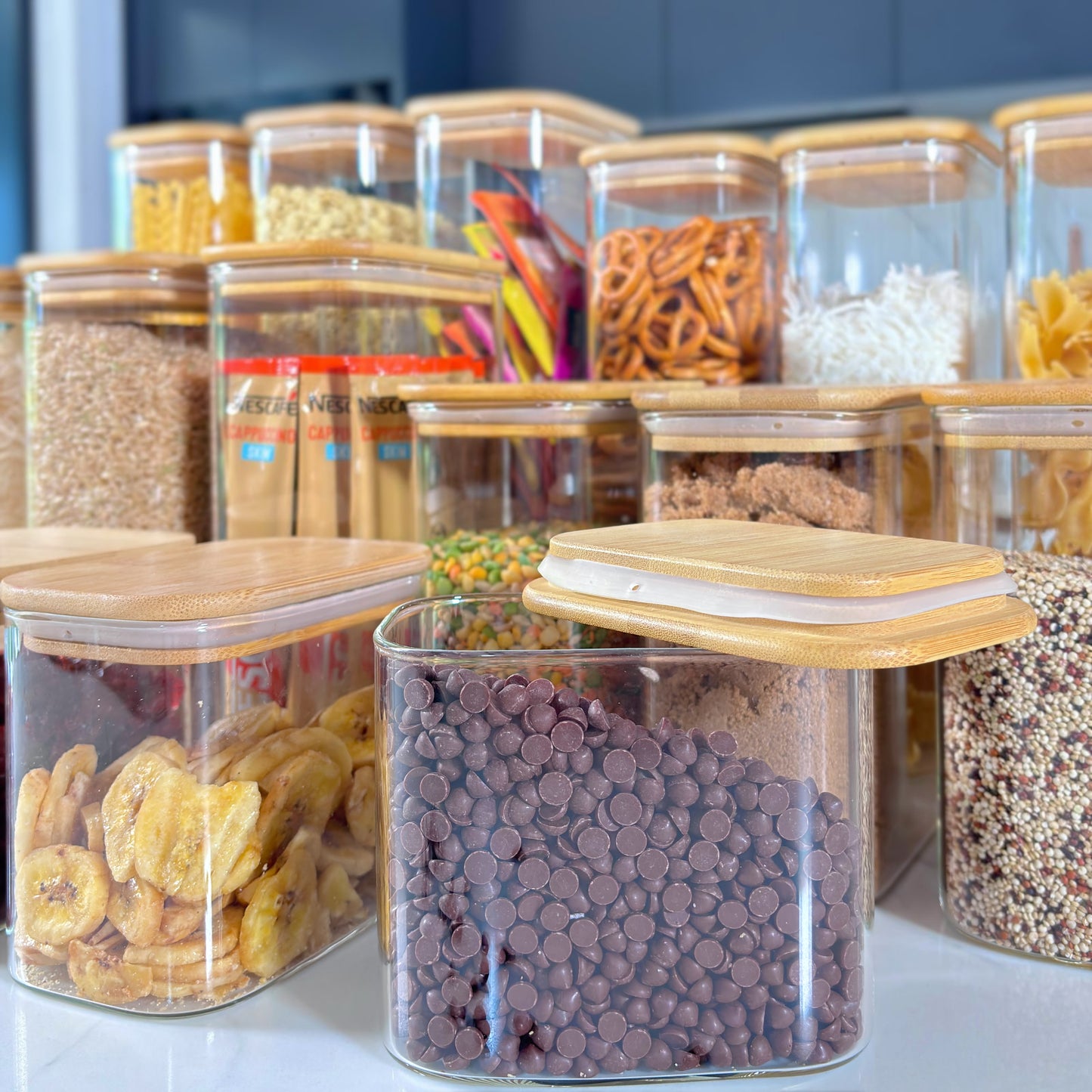 Glass Kitchen Reset Bundle | Black Labels & Mesh Baskets