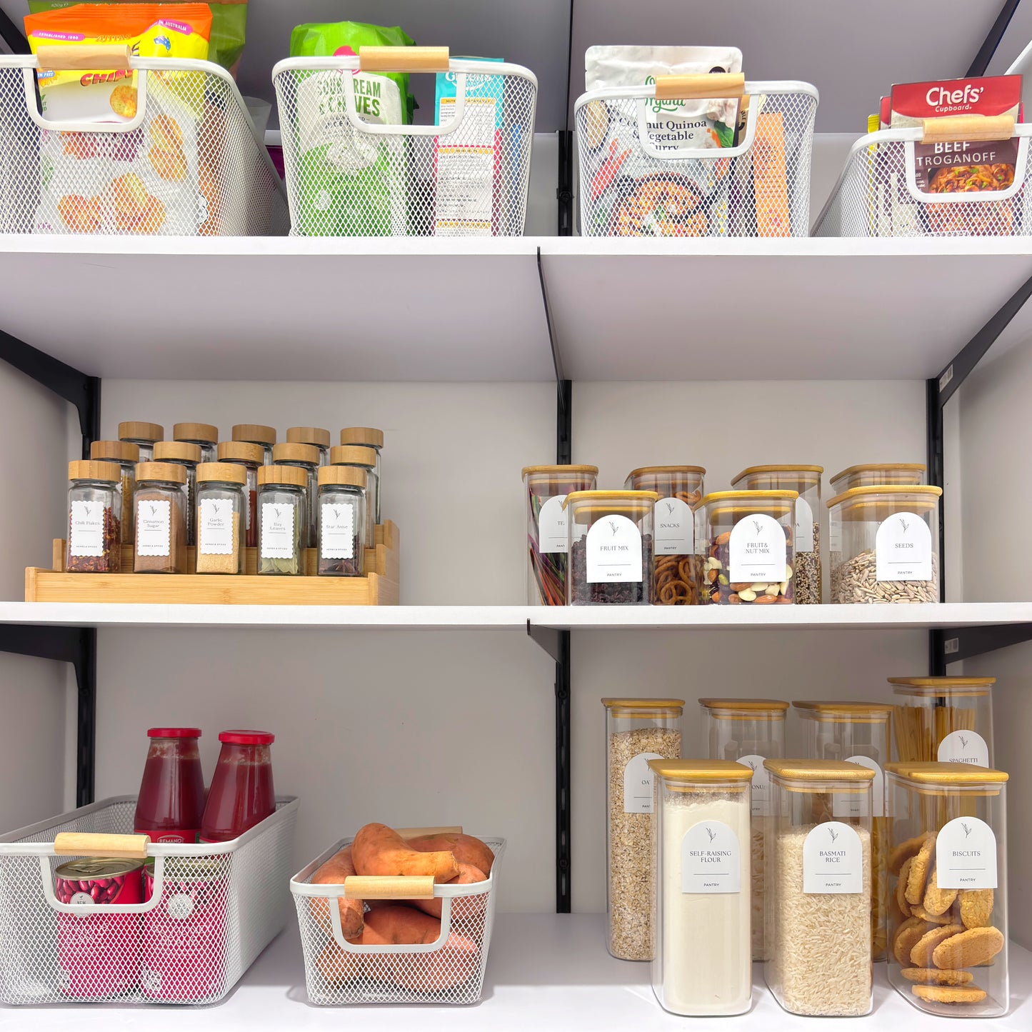 Essential Arched Pantry Label Set | White | 48 Labels