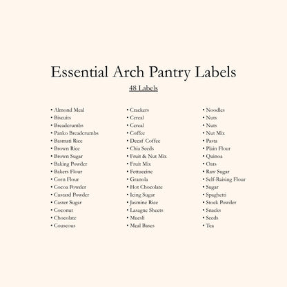Essential Arched Pantry Label Set | White | 48 Labels