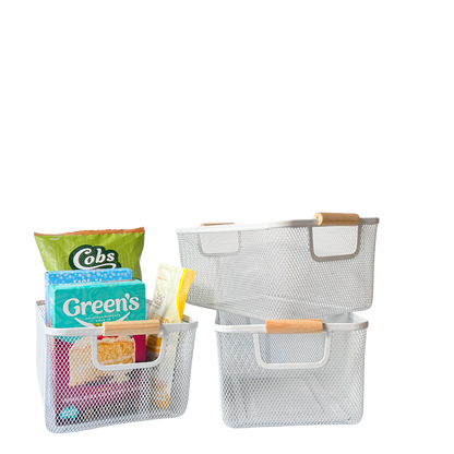 Medium Mesh Storage Baskets | 3-Piece Set | White
