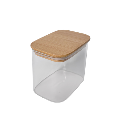 Rectangular Glass Pantry Jar with Bamboo Lid | 900ml
