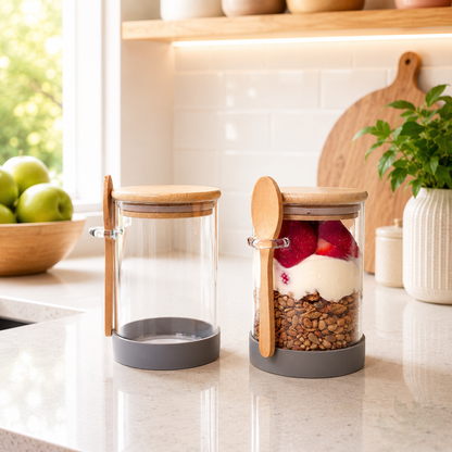 Meal Prep Glass Jar 2-Piece Set | Light Grey | 600ml