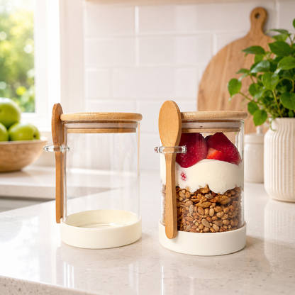 Meal Prep Glass Jar 2-Piece Set | White | 600ml
