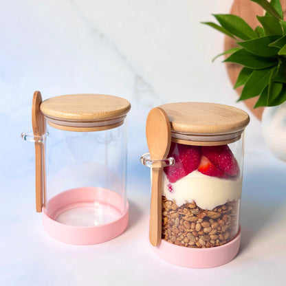 Meal Prep Glass Jar 2-Piece Set | Pink | 600ml
