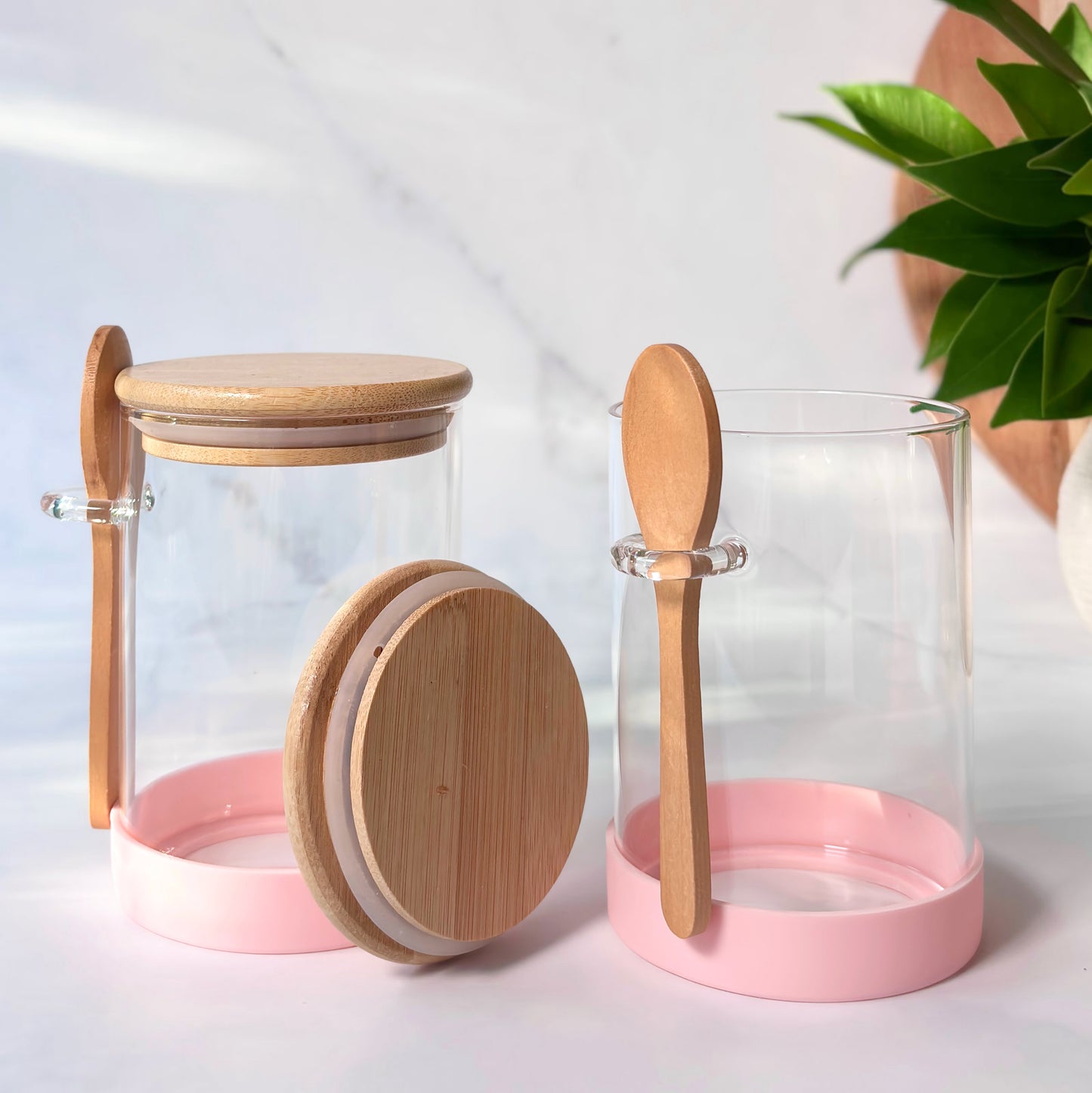 Meal Prep Glass Jar 2-Piece Set | Pink | 600ml
