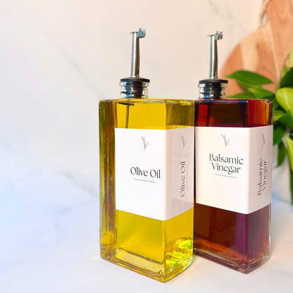Glass Oil & Vinegar Bottle 2-Piece Set | Stainless Steel Nozzle | 500ml