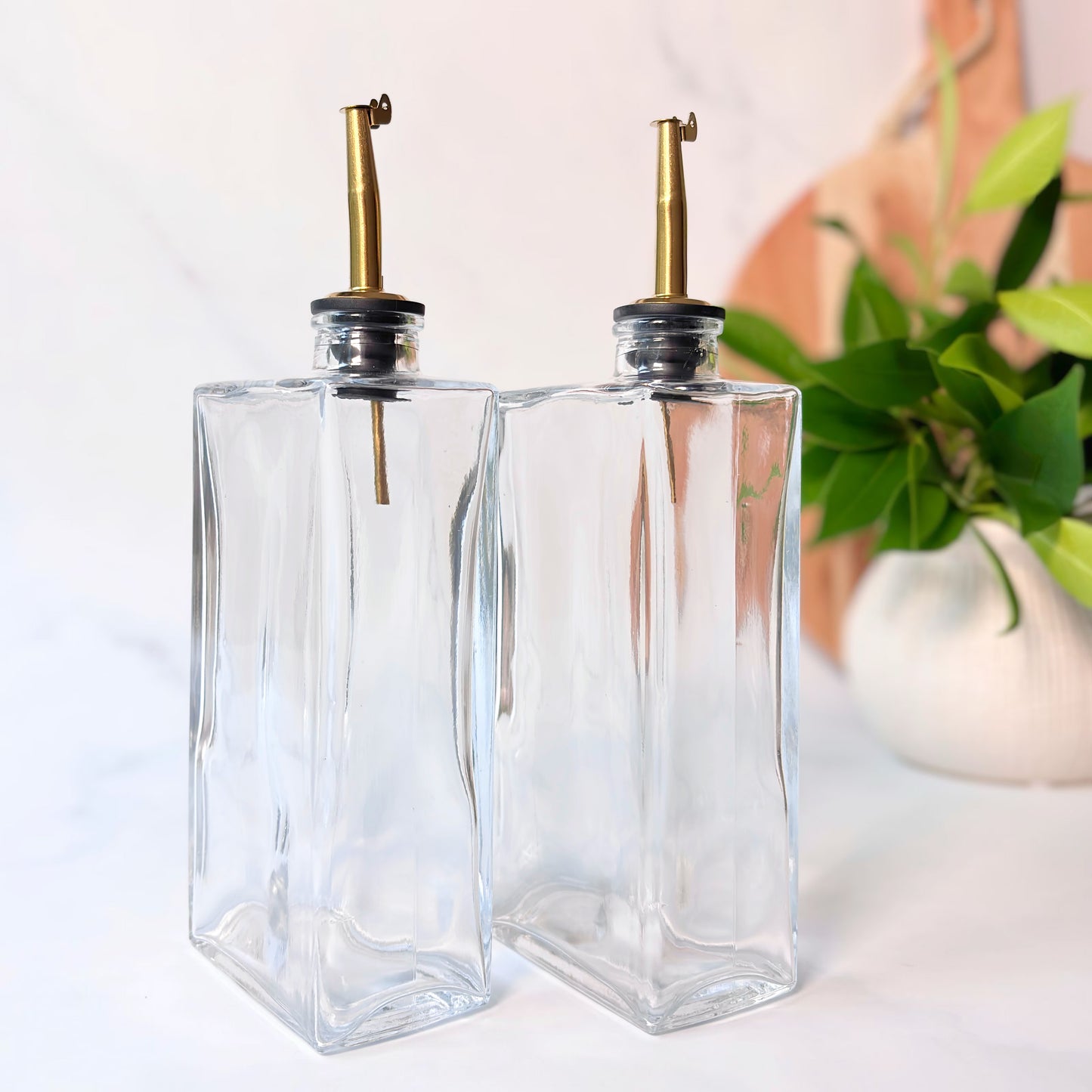 Glass Oil & Vinegar Bottle 2-Piece Set | Gold Nozzle | 500ml