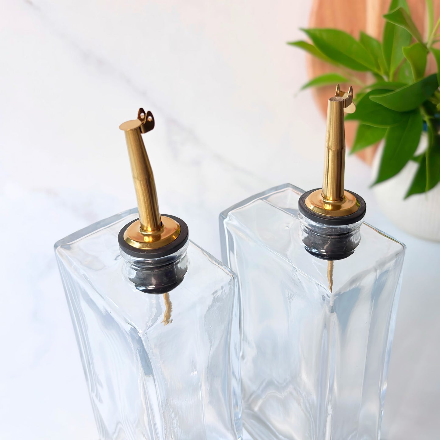 Glass Oil & Vinegar Bottle 2-Piece Set | Gold Nozzle | 500ml