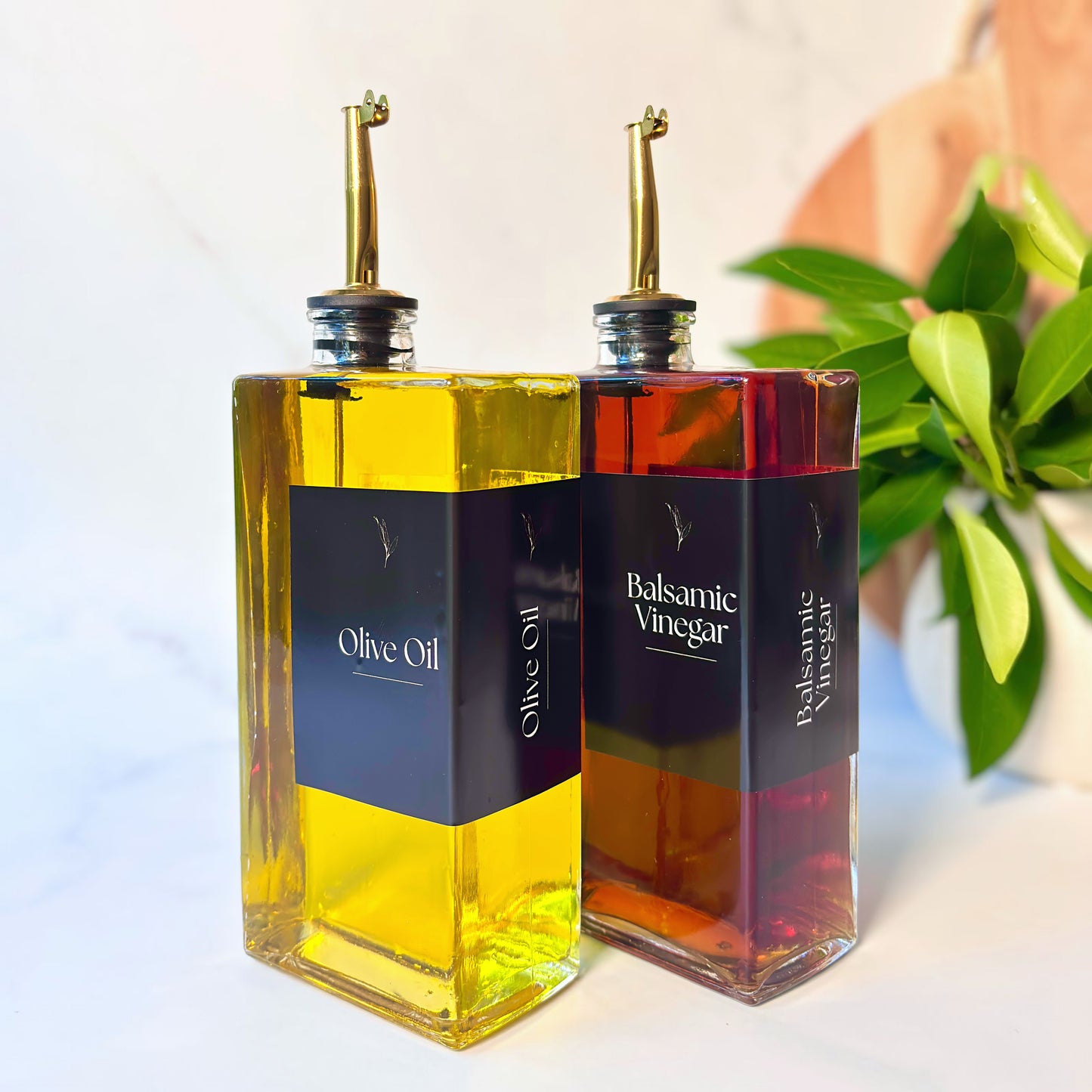 Glass Oil & Vinegar Bottle 2-Piece Set | Gold Nozzle | 500ml