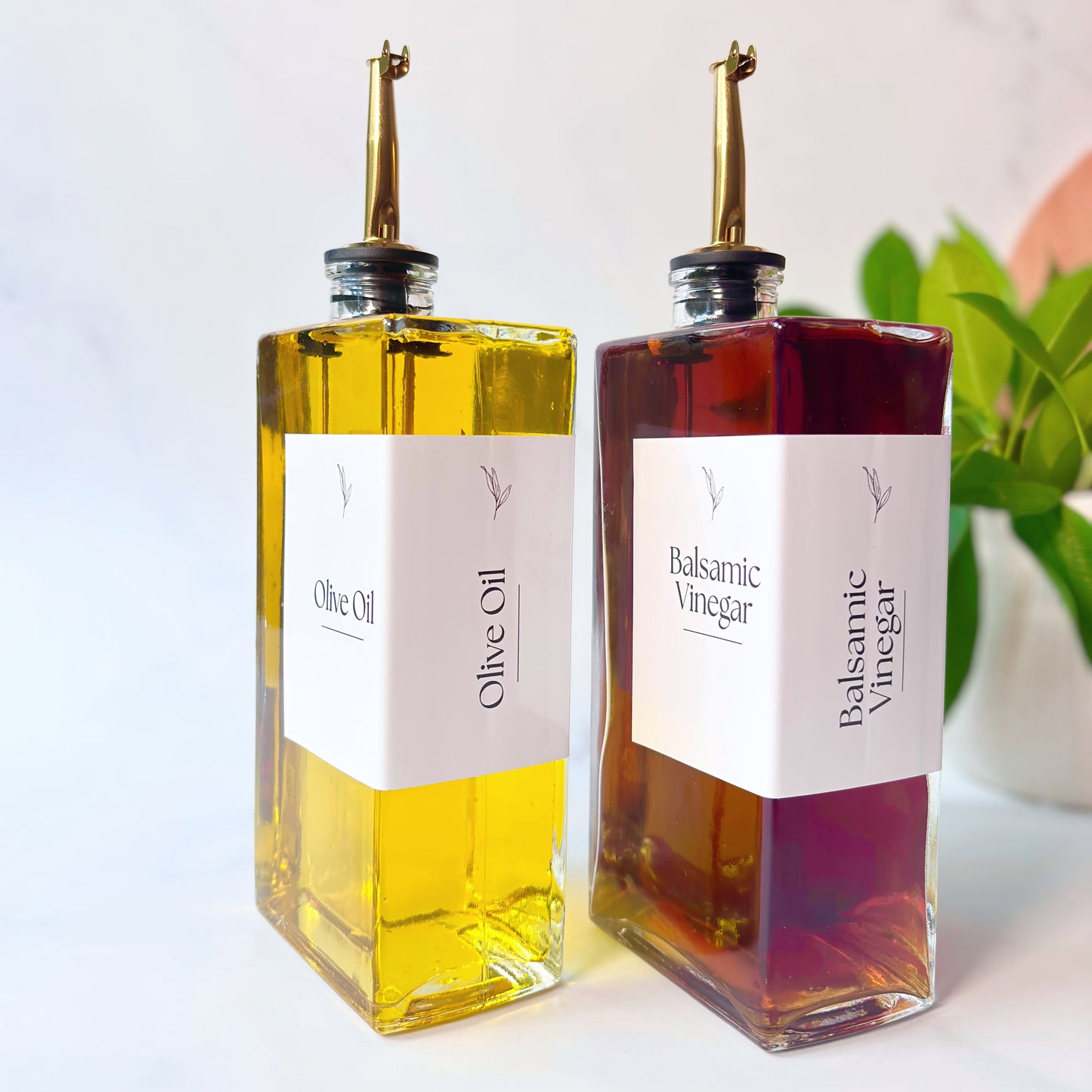 Glass Oil & Vinegar Bottle 2-Piece Set | Gold Nozzle | 500ml