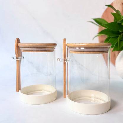 Meal Prep Glass Jar 2-Piece Set | White | 600ml