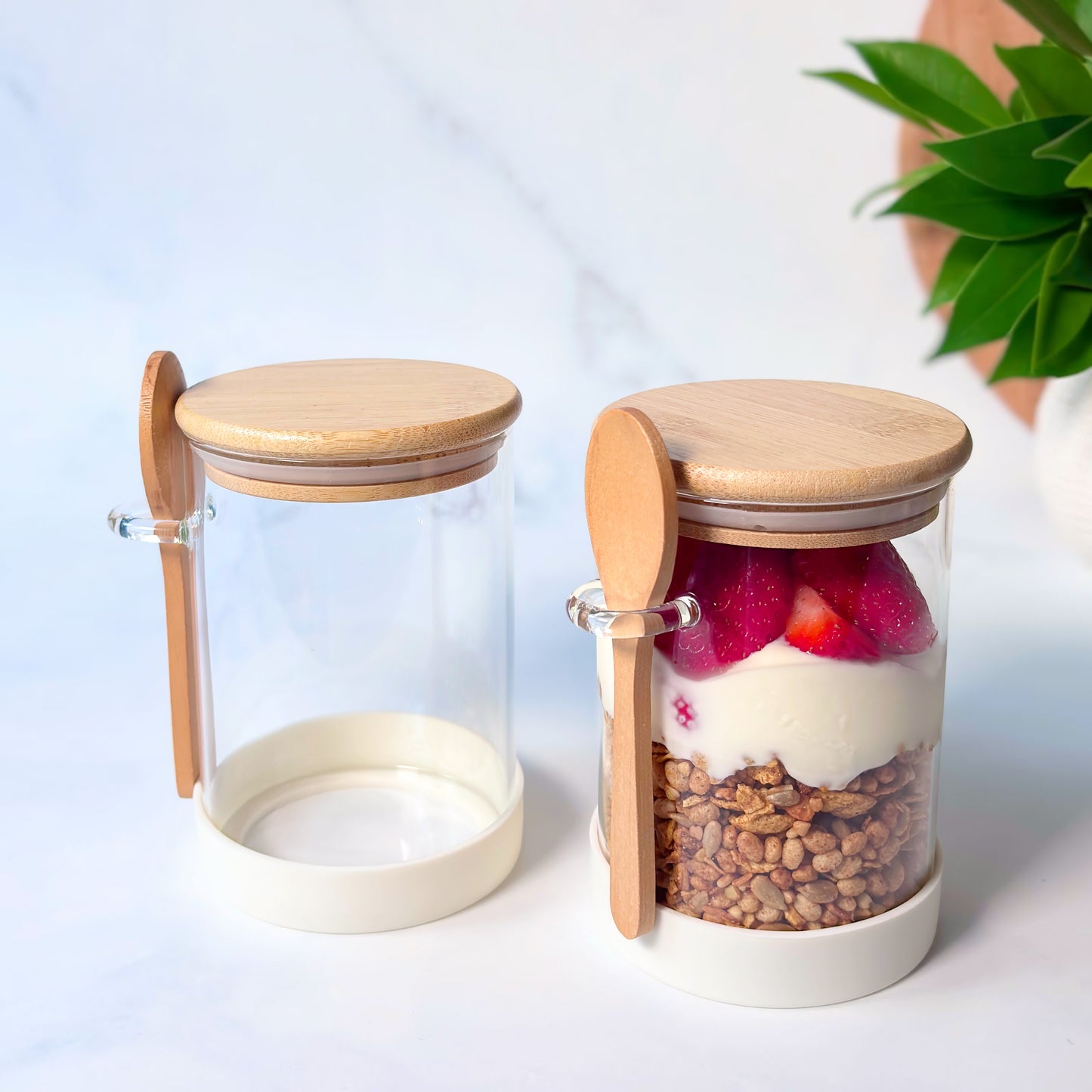 Meal Prep Glass Jar 2-Piece Set | White | 600ml