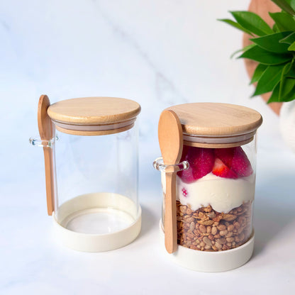 Meal Prep Glass Jar 2-Piece Set | White | 600ml
