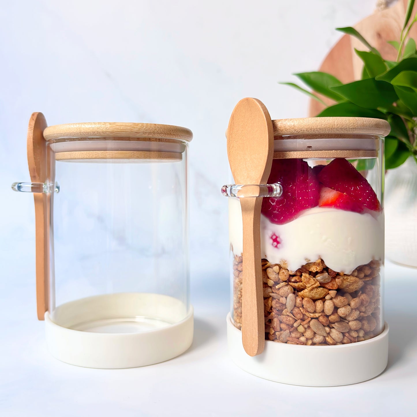 Meal Prep Glass Jar 2-Piece Set | White | 600ml