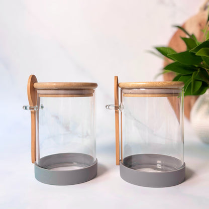 Meal Prep Glass Jar 2-Piece Set | Light Grey | 600ml