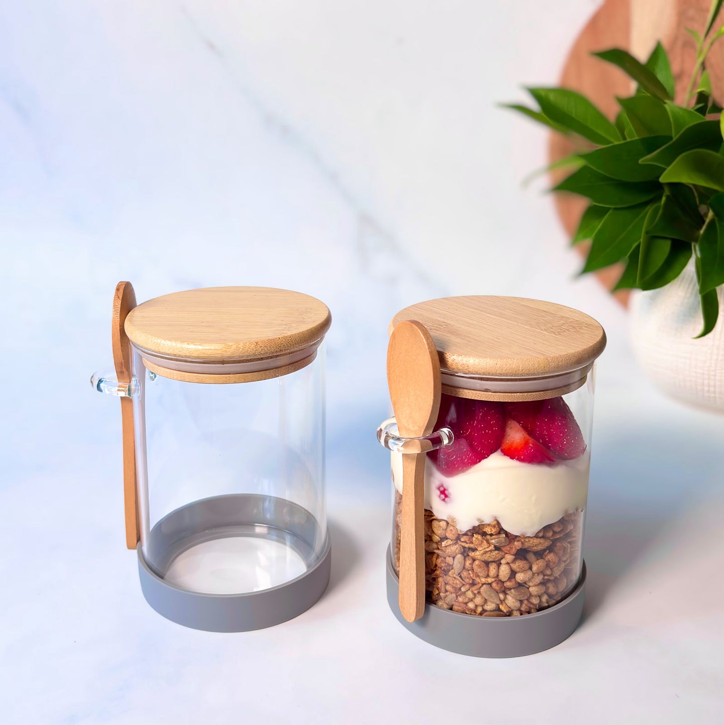 Meal Prep Glass Jar 2-Piece Set | Light Grey | 600ml