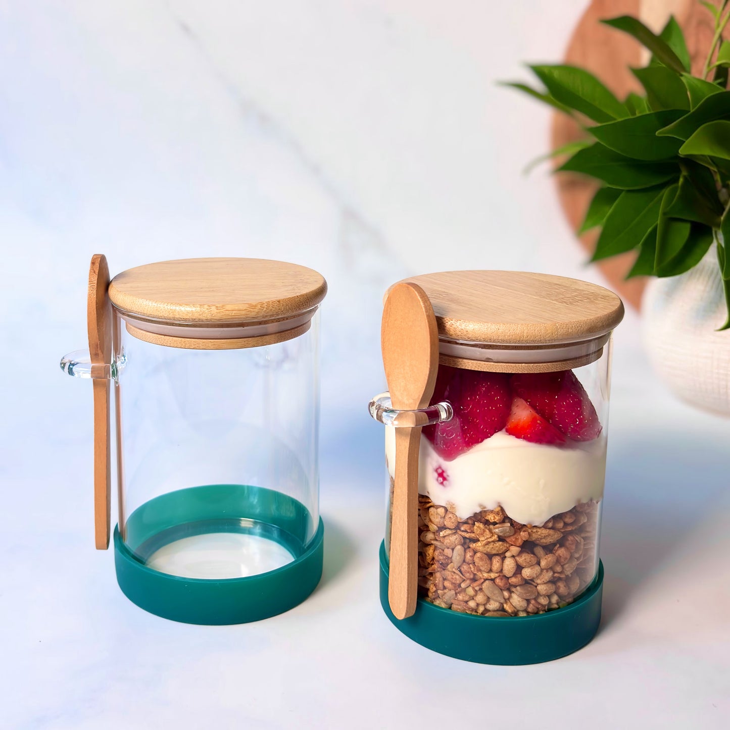 Meal Prep Glass Jar 2-Piece Set | Forest Green | 600ml