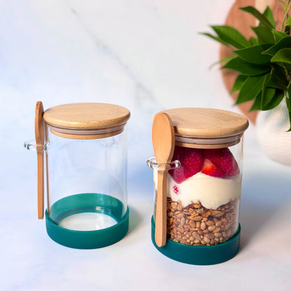 Meal Prep Glass Jar 2-Piece Set | Forest Green | 600ml
