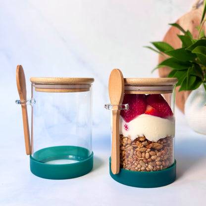Meal Prep Glass Jar 2-Piece Set | Forest Green | 600ml