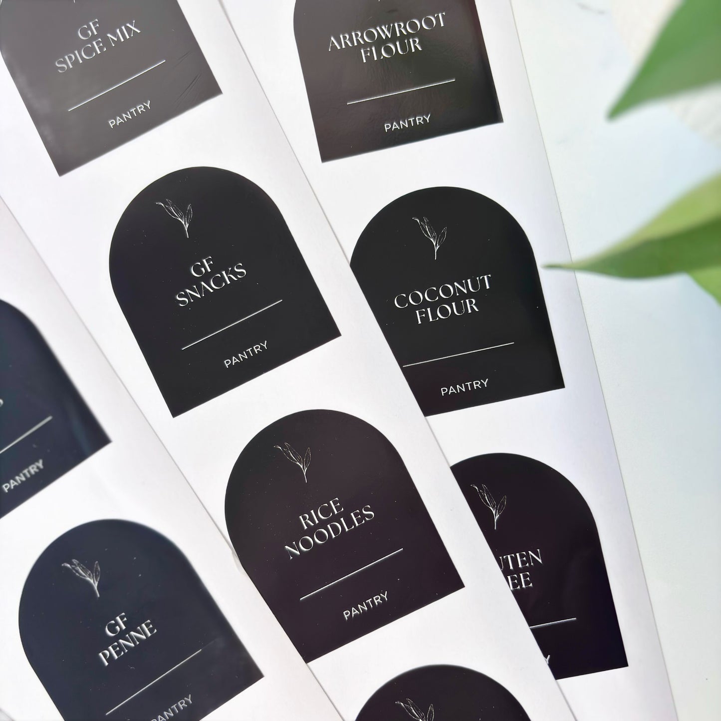 Gluten Free Arch Pantry Label Set | Black | 48 Labels