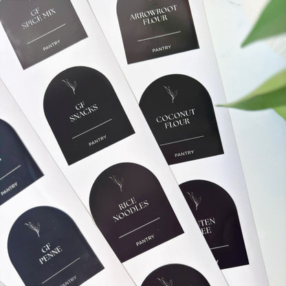 Gluten Free Arch Pantry Label Set | Black | 48 Labels