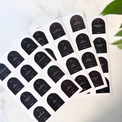 Gluten Free Arch Pantry Label Set | Black | 48 Labels