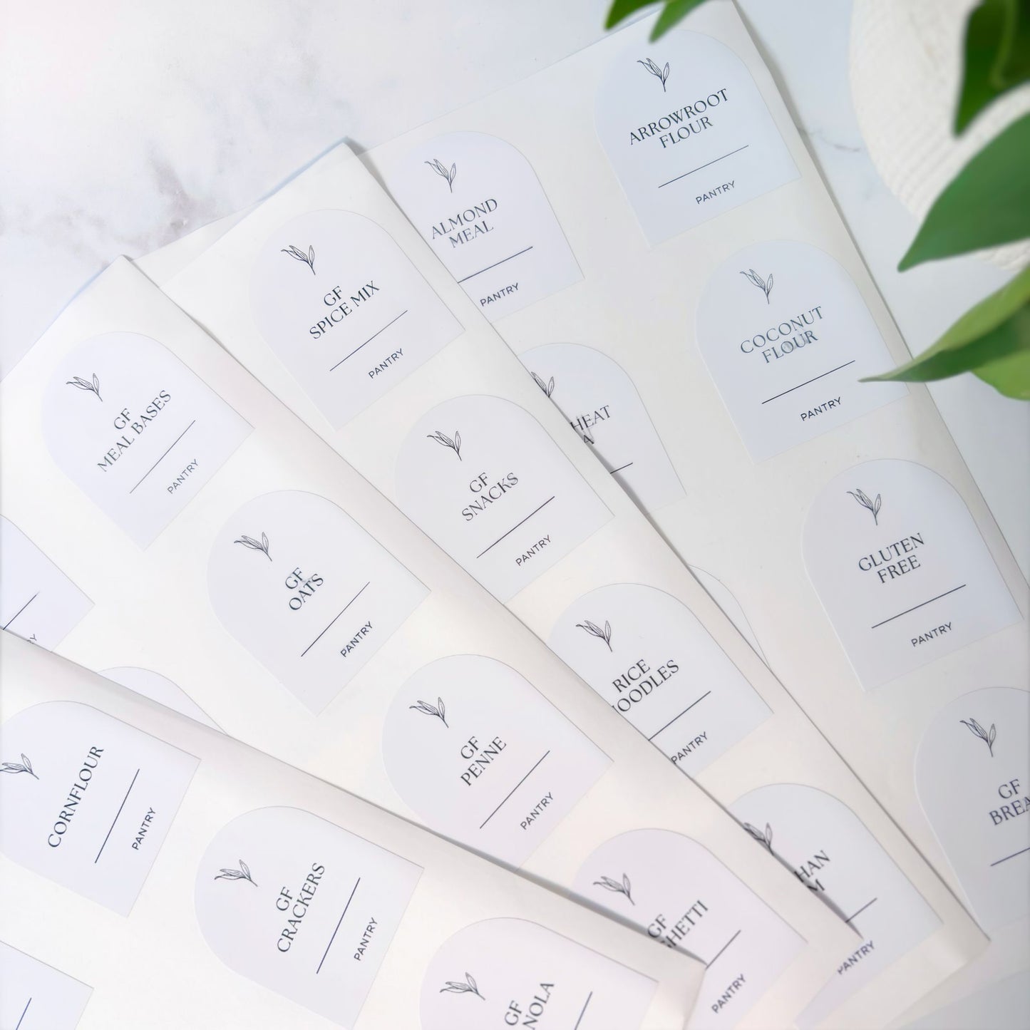 Gluten Free Arched Pantry Label Set | White | 48 Labels