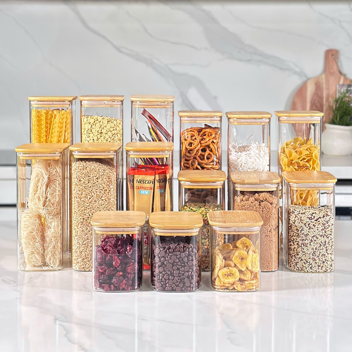 Glass Kitchen Reset Bundle | Black Labels & Mesh Baskets