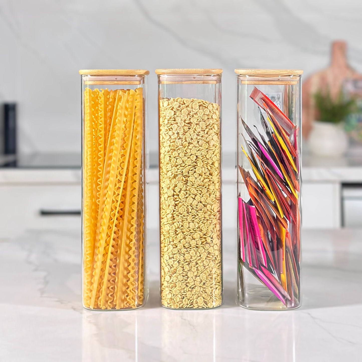 Glass Kitchen Reset Bundle | Black Labels & Mesh Baskets