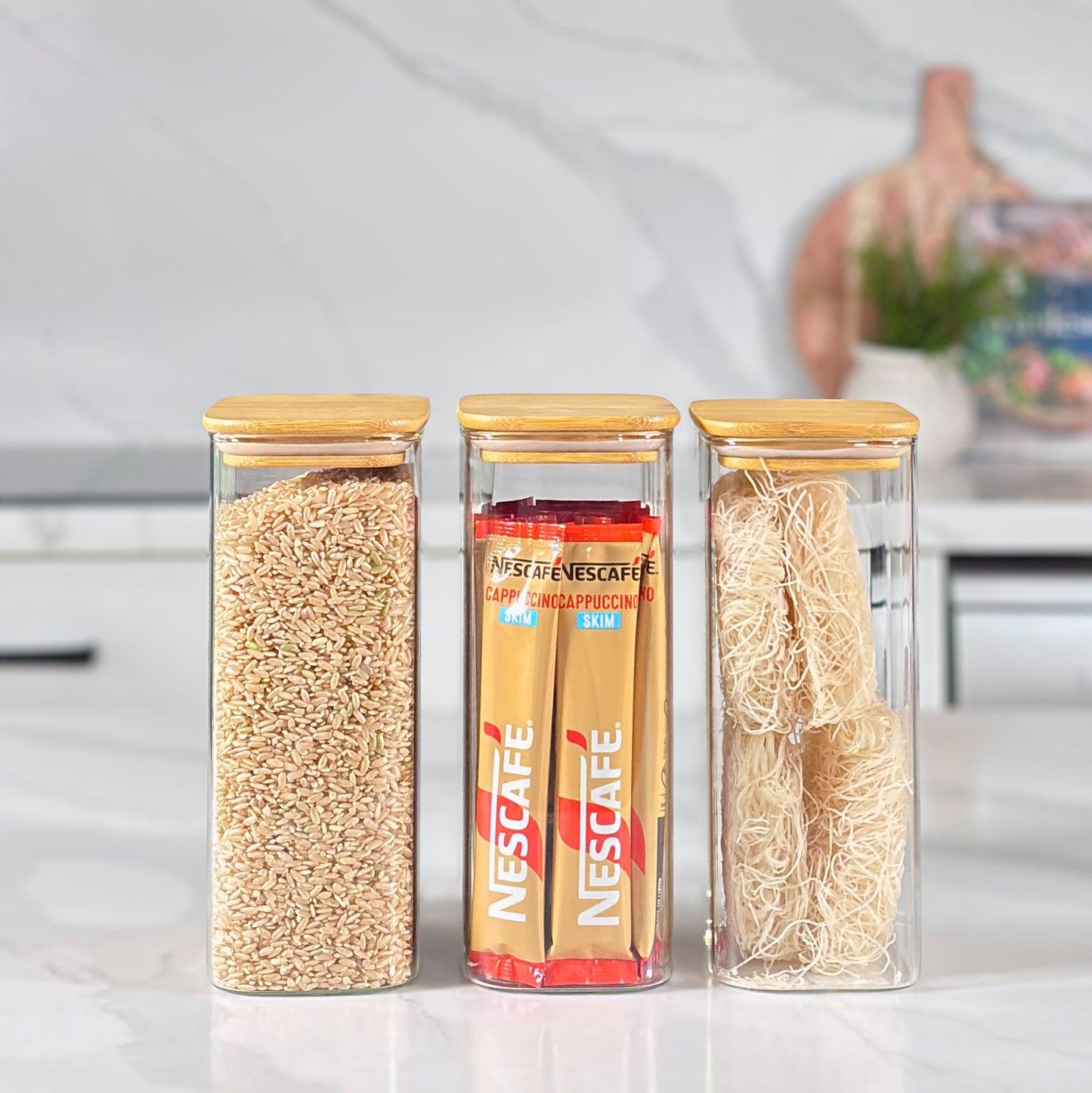 Glass Kitchen Reset Bundle | Black Labels & Mesh Baskets
