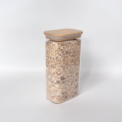 Rectangular Glass Pantry Jar with Bamboo Lid | 1.8L