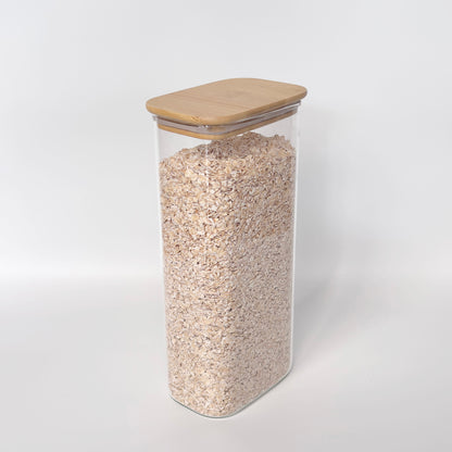 Rectangular Glass Pantry Jar with Bamboo Lid | 2.4L