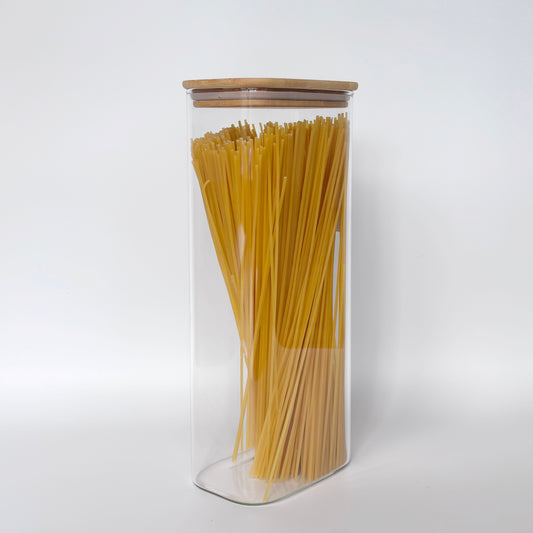 Rectangular Glass Pantry Jar with Bamboo Lid | 2.7L