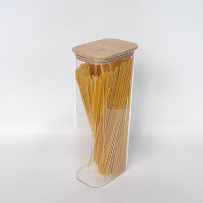 Rectangular Glass Pantry Jar with Bamboo Lid | 2.7L