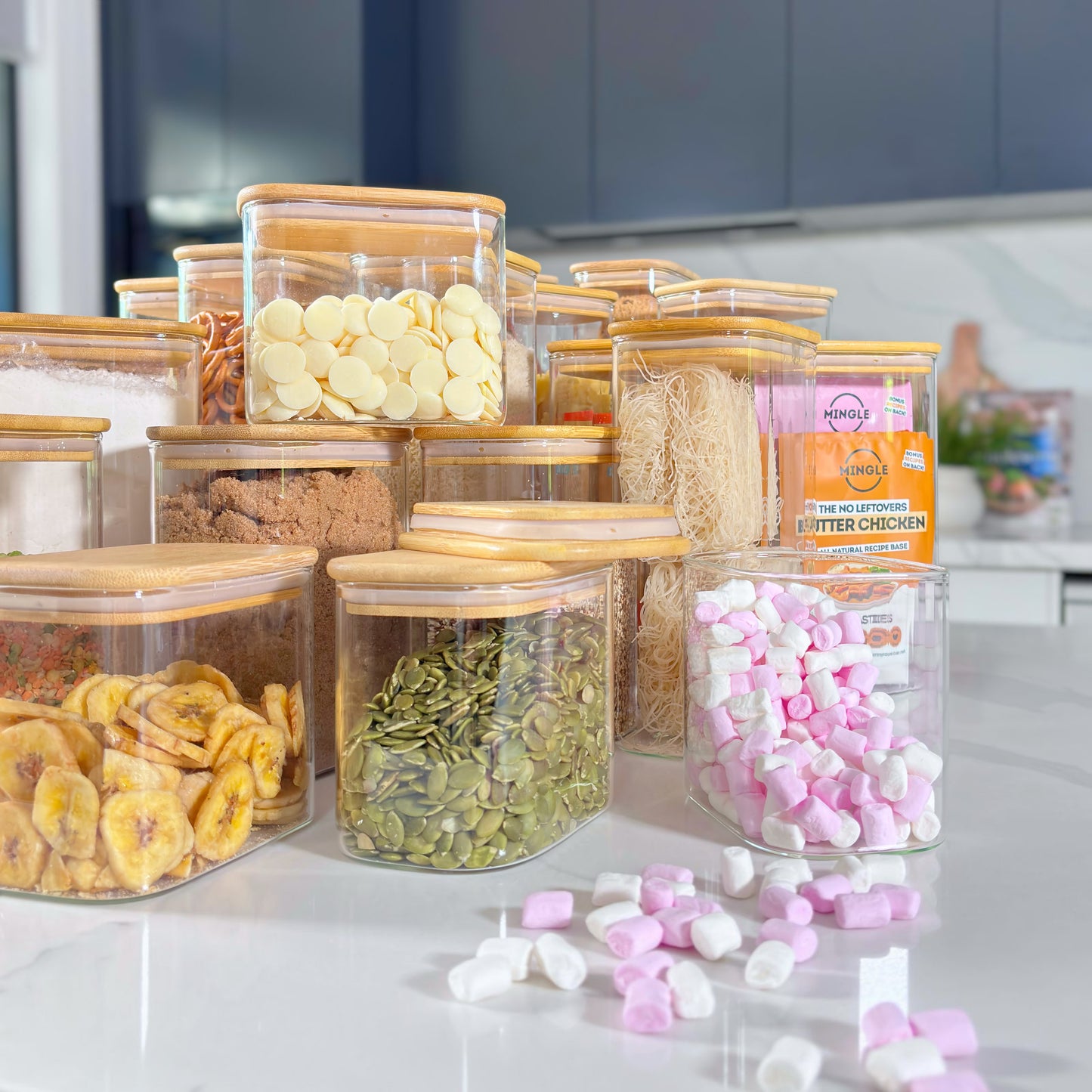 Rectangular Glass Pantry Jar with Bamboo Lid | 1.8L