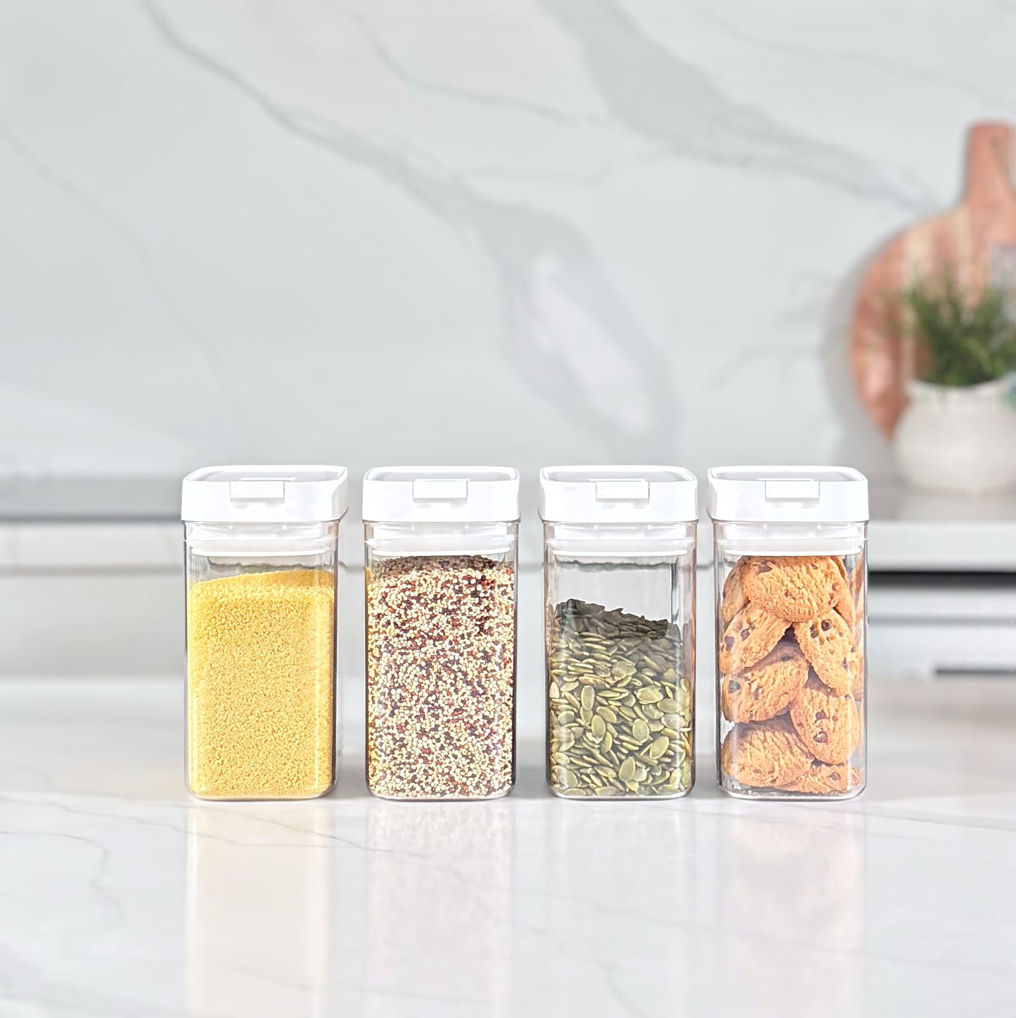 Airtight Container Kitchen Reset Bundle | White Labels & Mesh Storage Baskets