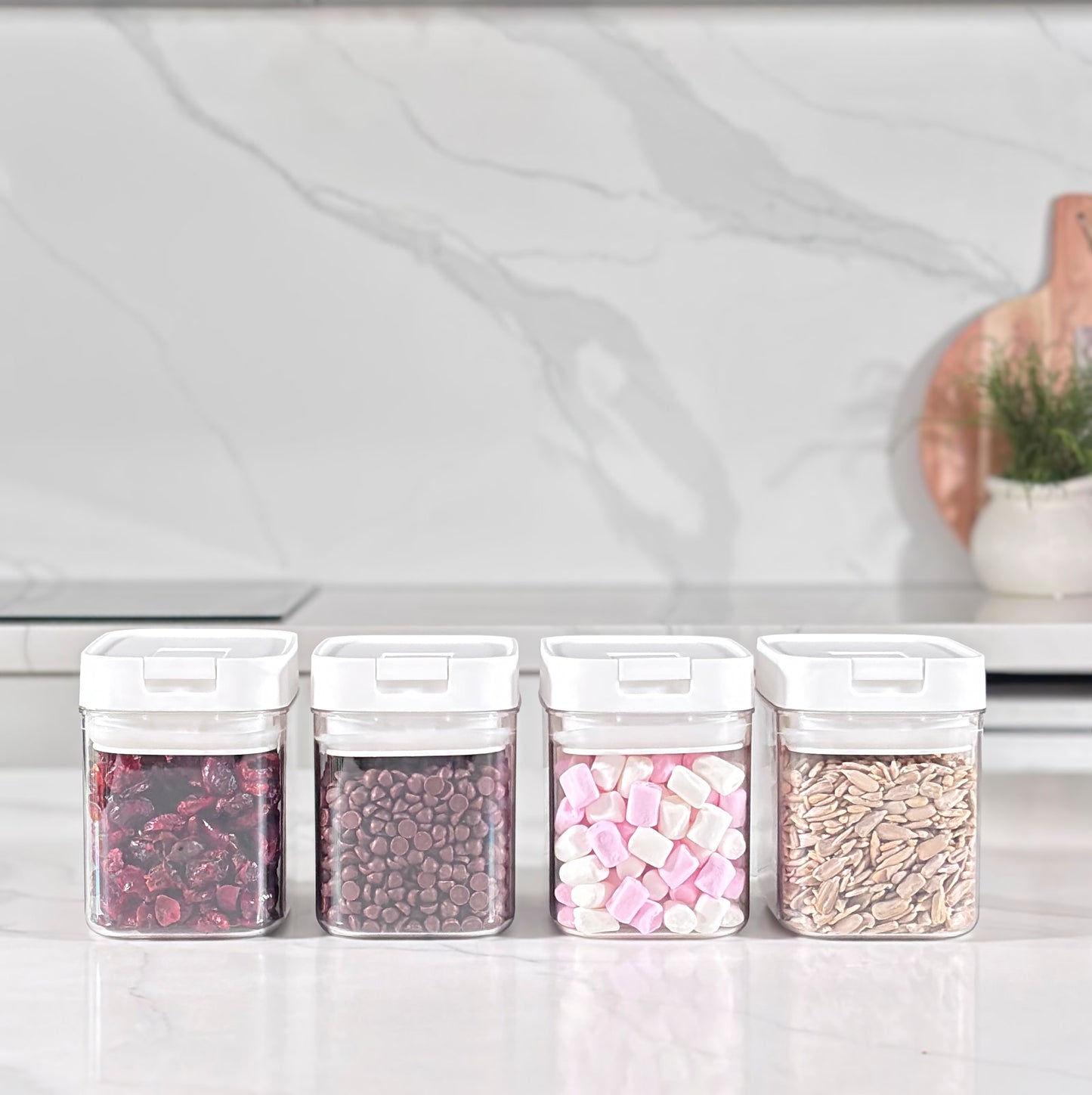 Airtight Container Kitchen Reset Bundle | White Labels & Mesh Storage Baskets