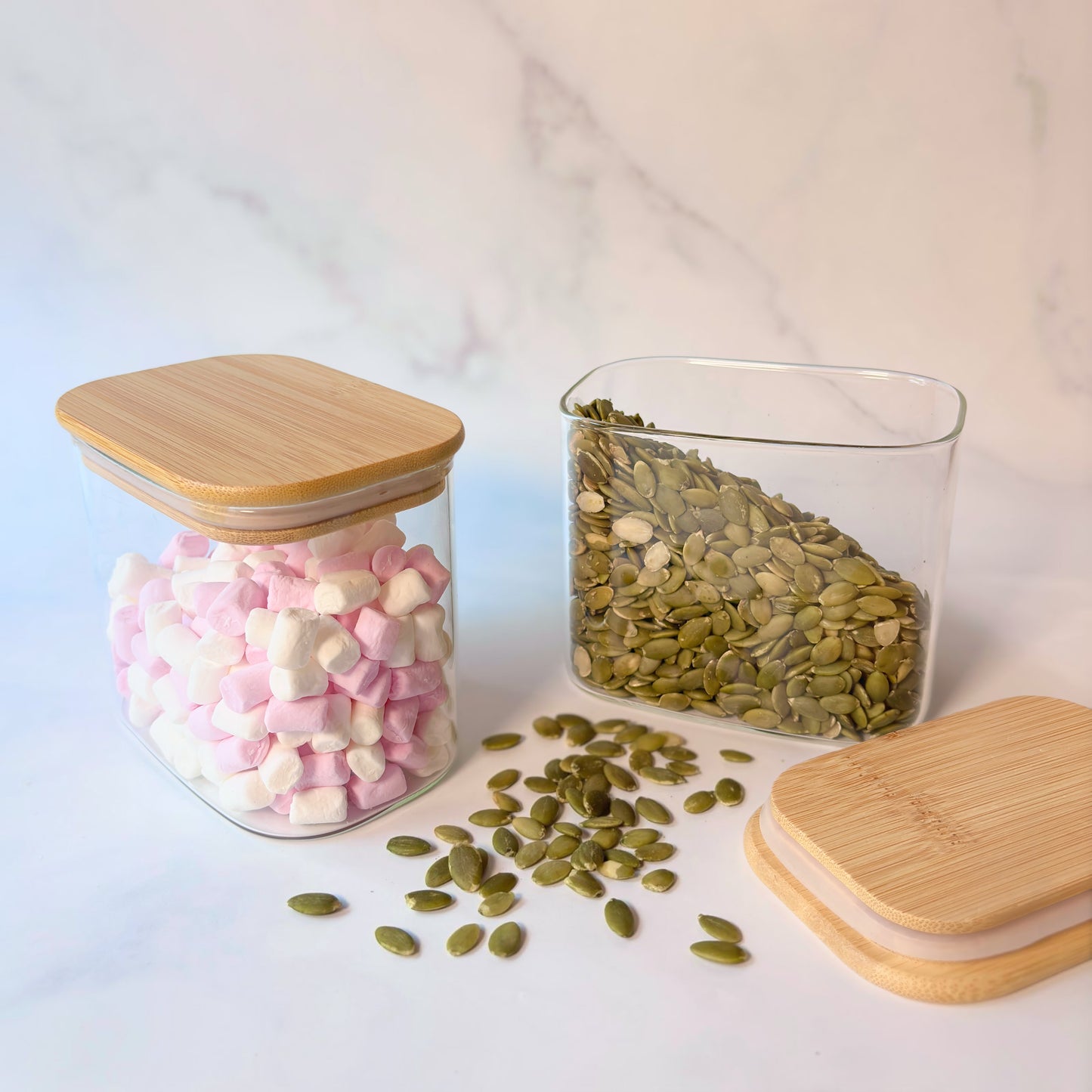 Rectangular Glass Pantry Jar with Bamboo Lid | 900ml