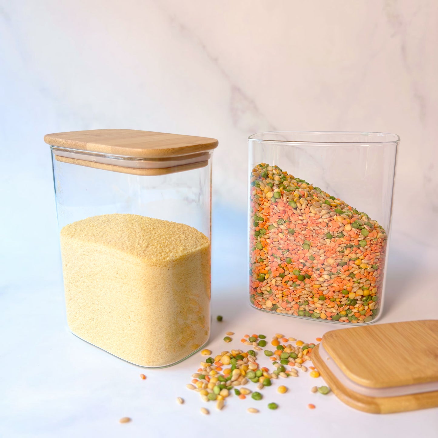 Rectangular Glass Pantry Jar with Bamboo Lid | 1.4L