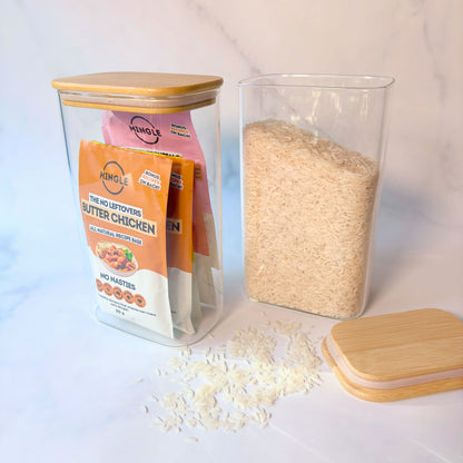 Rectangular Glass Pantry Jar with Bamboo Lid | 1.8L