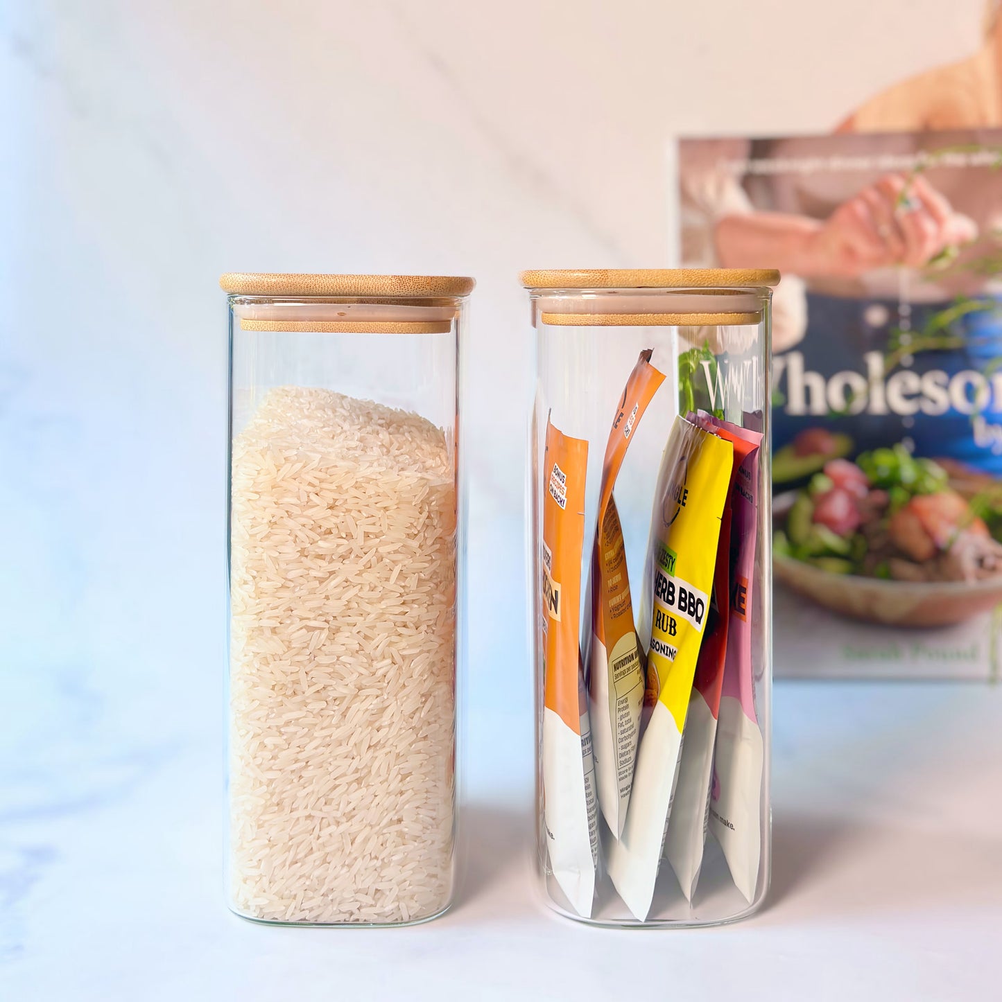 Rectangular Glass Pantry Jar with Bamboo Lid | 1.8L