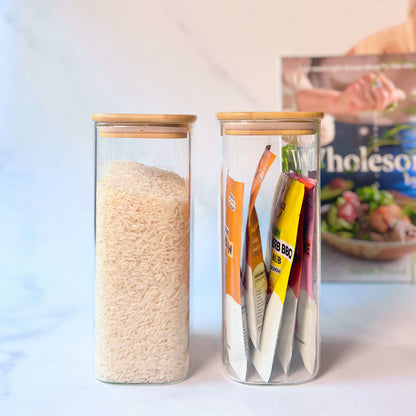 Rectangular Glass Pantry Jar with Bamboo Lid | 1.8L