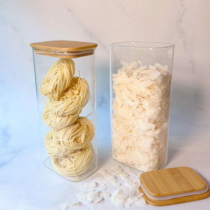 Rectangular Glass Pantry Jar with Bamboo Lid | 2.4L