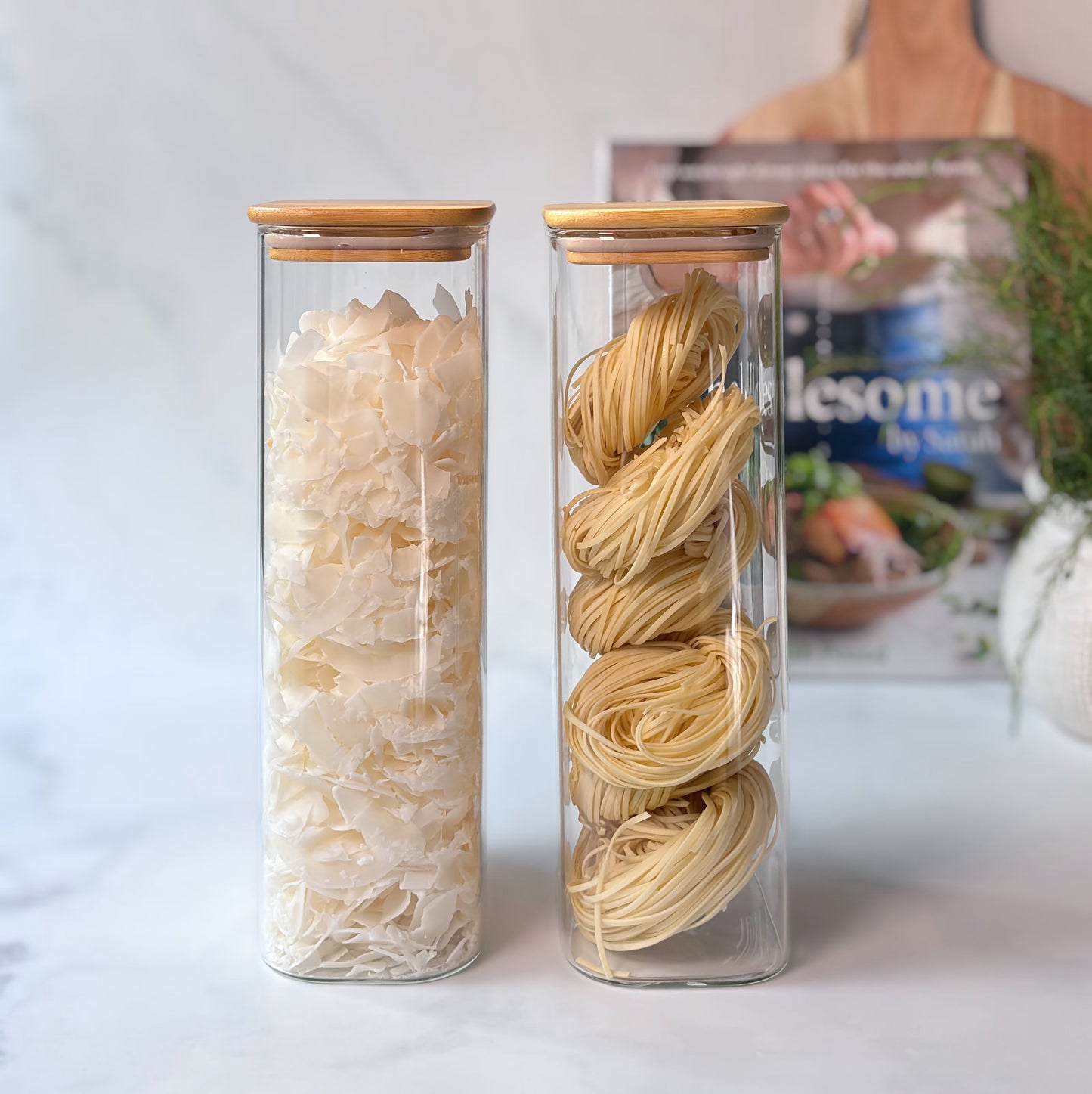 Rectangular Glass Pantry Jar with Bamboo Lid | 2.4L