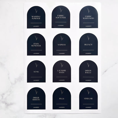 Arch Laundry Label Set | Black | 12 Labels
