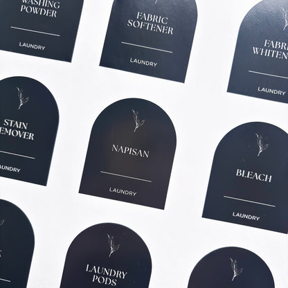 Arch Laundry Label Set | Black | 12 Labels