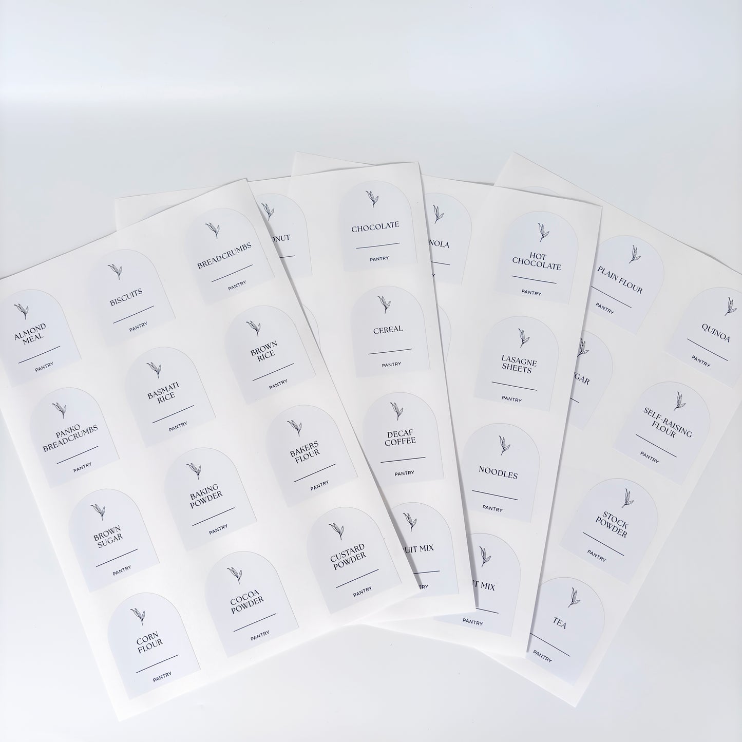Essential Arched Pantry Label Set | White | 48 Labels