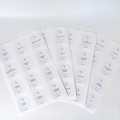 Essential Arched Pantry Label Set | White | 48 Labels